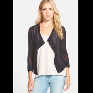 Nic+ Zoe double trim black cardigan, size small